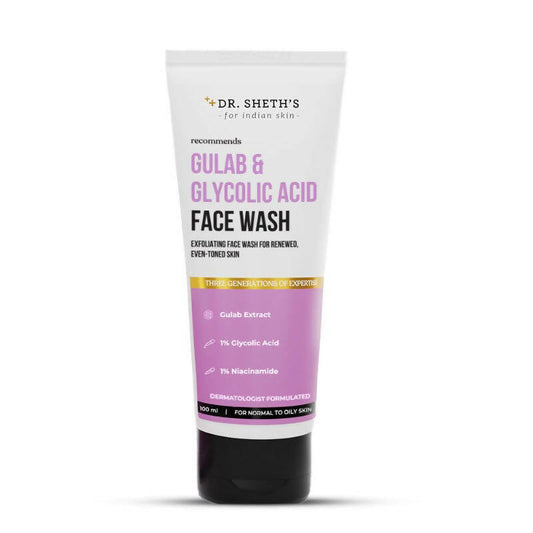 Tube of Dr. Sheth's Gulab & Glycolic Acid Face Wash on a white background