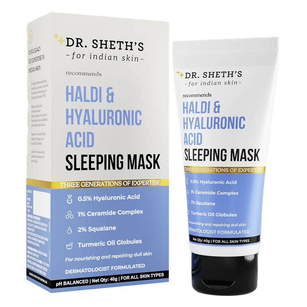 Dr. Sheth's Haldi & Hyaluronic Acid Sleeping Mask Cream For Even Tone, Acne, Dullness & Hydration, For All Skin Types - Limited Time Offer