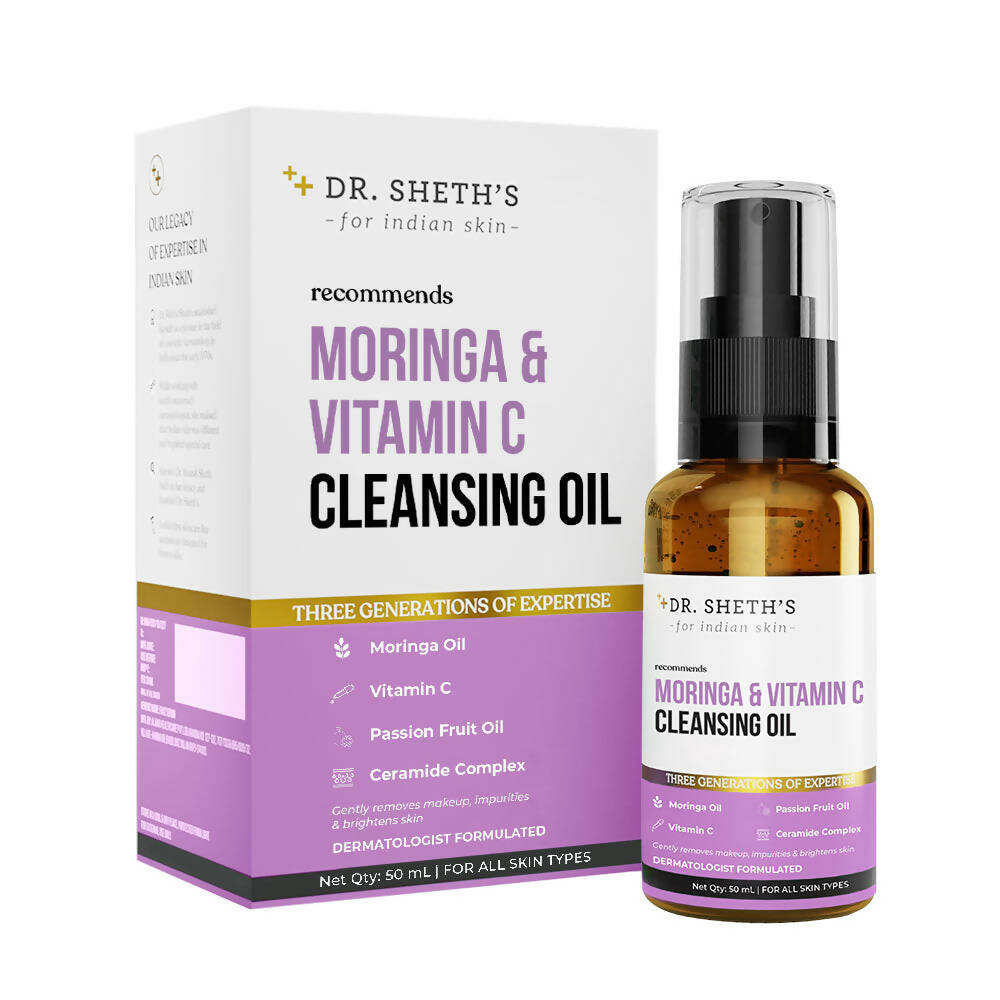 Dr. Sheth's Moringa & Vitamin C Cleansing Oil packaging on a white background