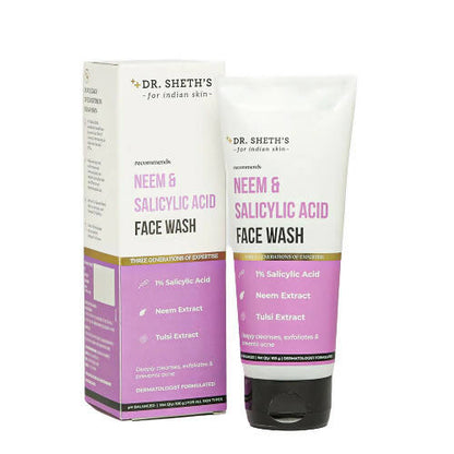 Dr. Sheth's Neem & Salicylic Acid Face Wash packaging on a white background