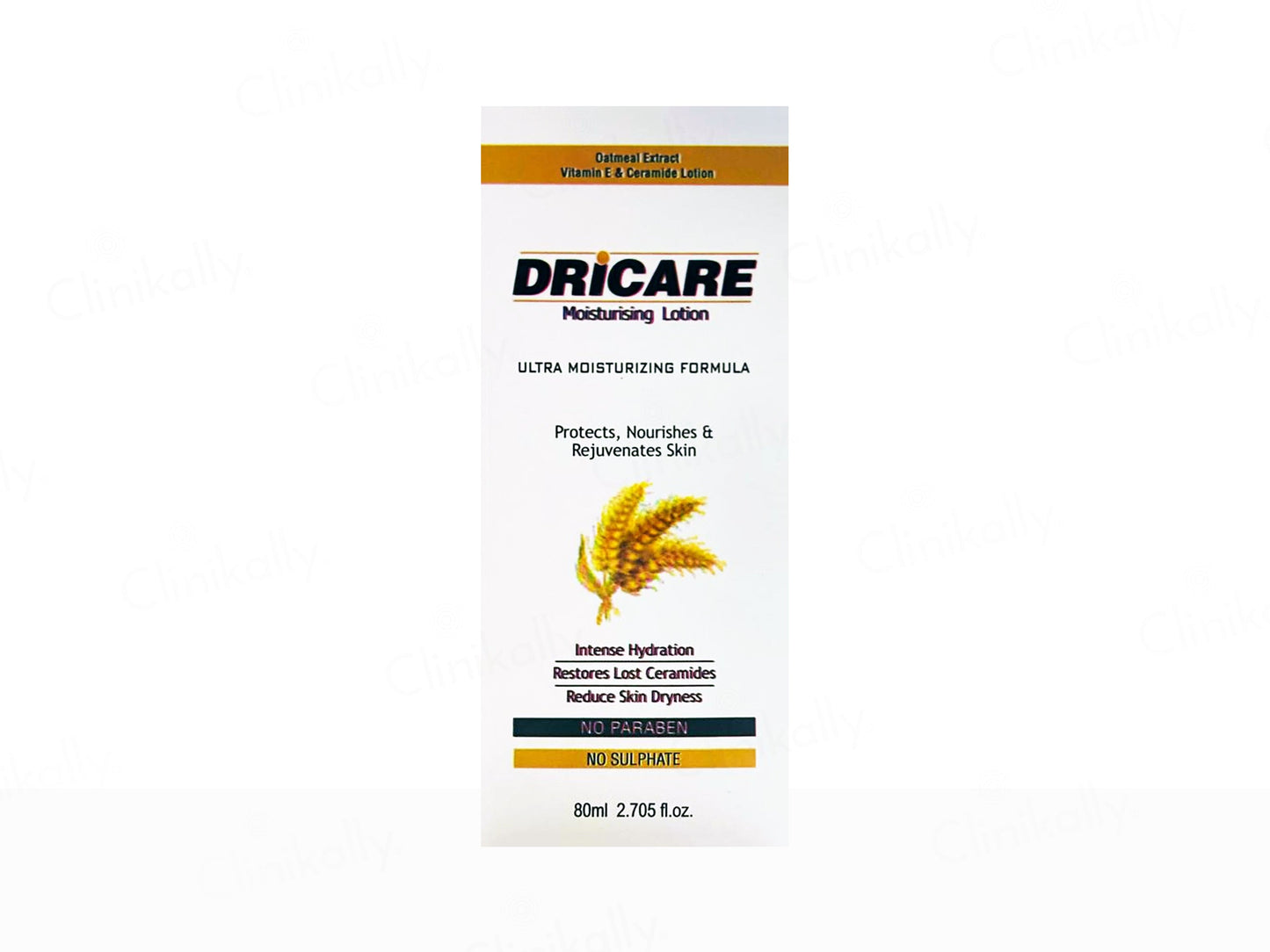 DRICARE moisturizing lotion packaging on a white background