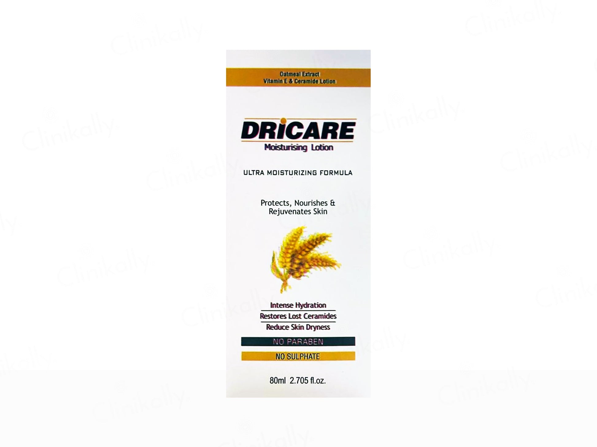 DRICARE moisturizing lotion packaging on a white background