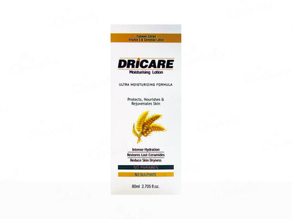 DRICARE moisturizing lotion packaging on a white background