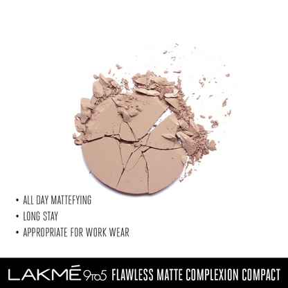 Lakme 9 To 5 Powerplay Matte Compact - Almond
