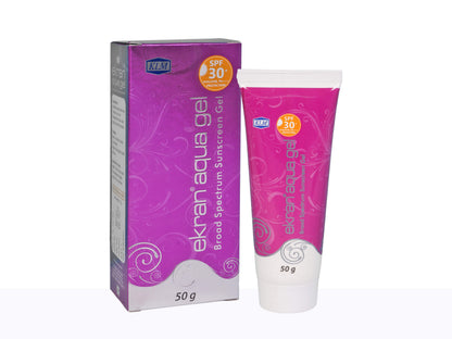 Ekhan Aqua Gel sunscreen tube and packaging on a white background