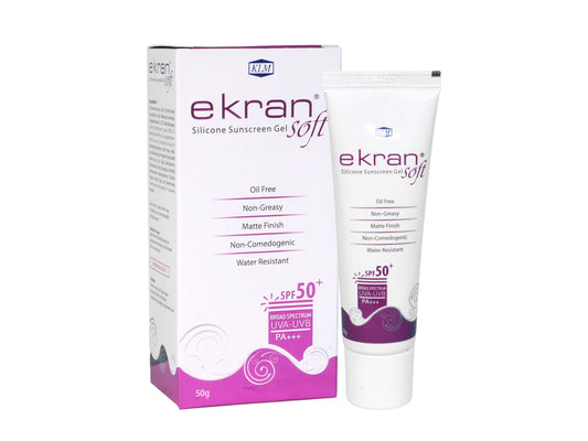 Ekran Soft silicone sunscreen gel packaging on a white background