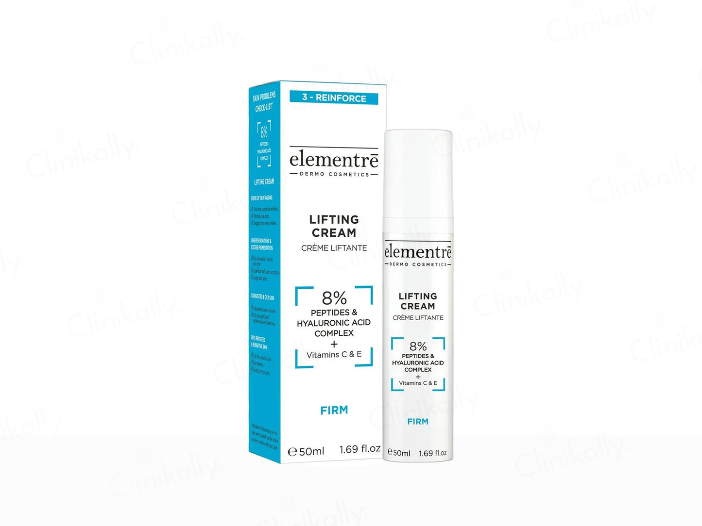 Elemente lifting cream packaging on a white background