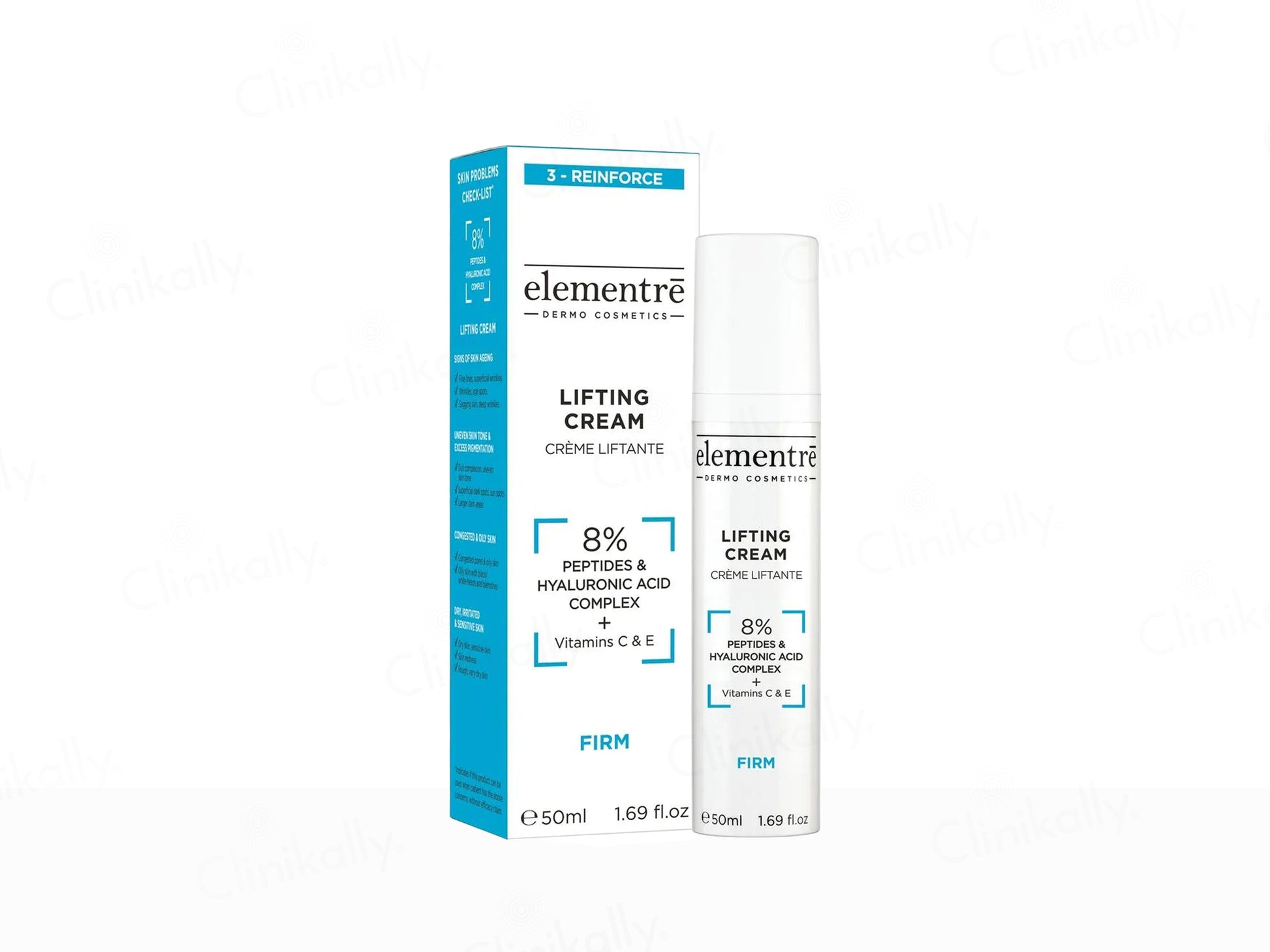 Elemente lifting cream packaging on a white background