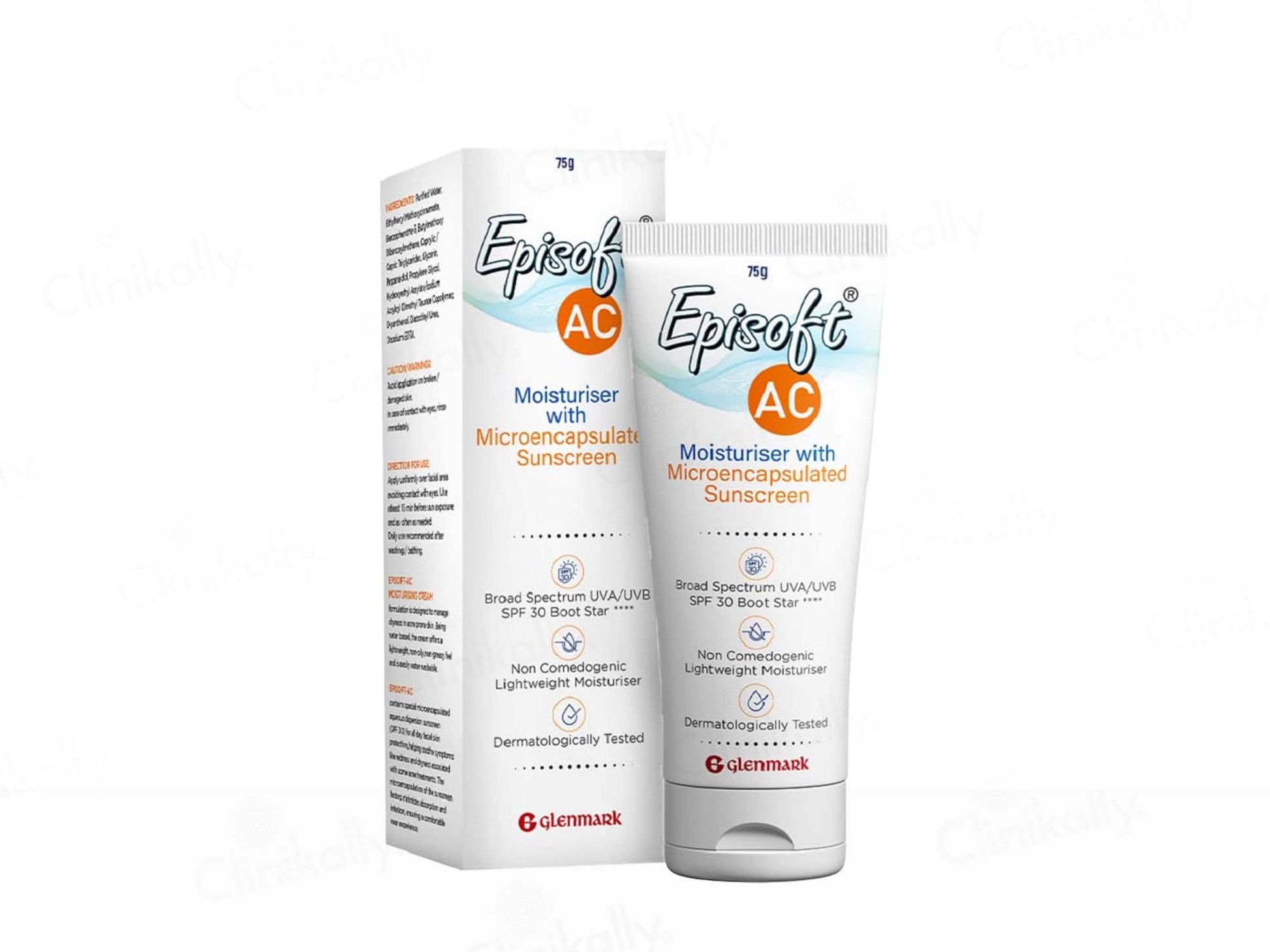 Episoft AC moisturizer with sunscreen packaging on a white background