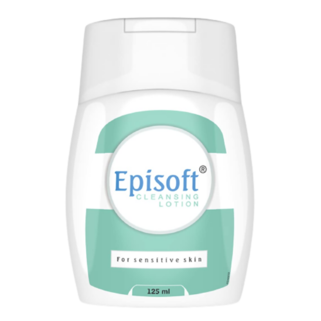 Episoft cleansing lotion bottle on a white background