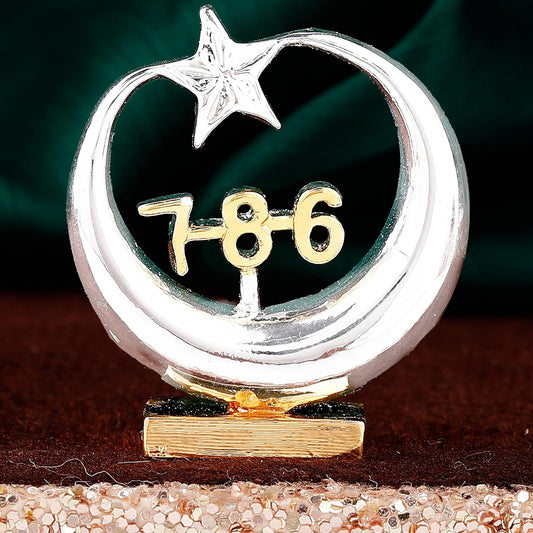 Decorative item with a star and number '786' on a dark background