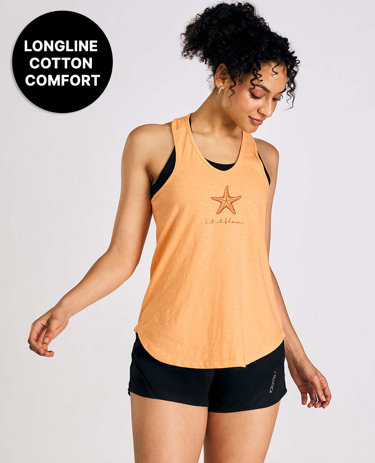 Everyday Cotton Longline Tank Top Orange