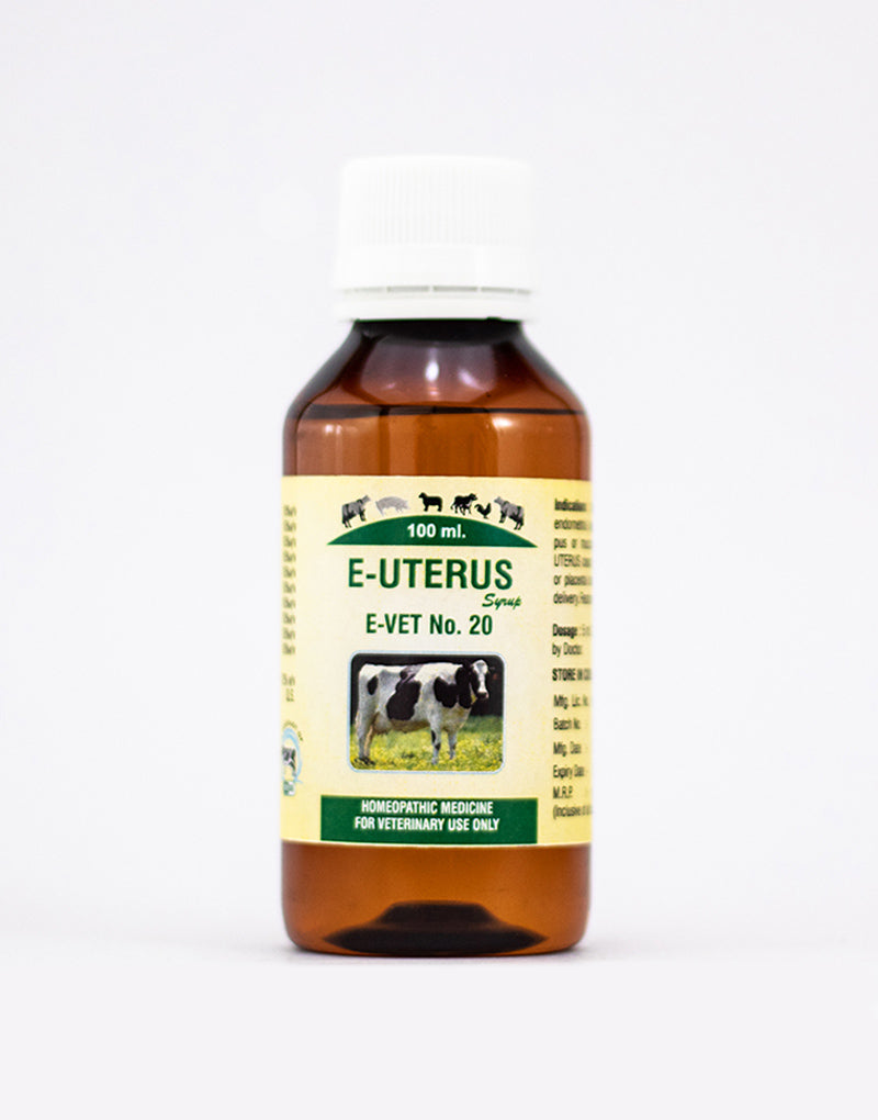 Bottle of E-Uterus with label on a white background