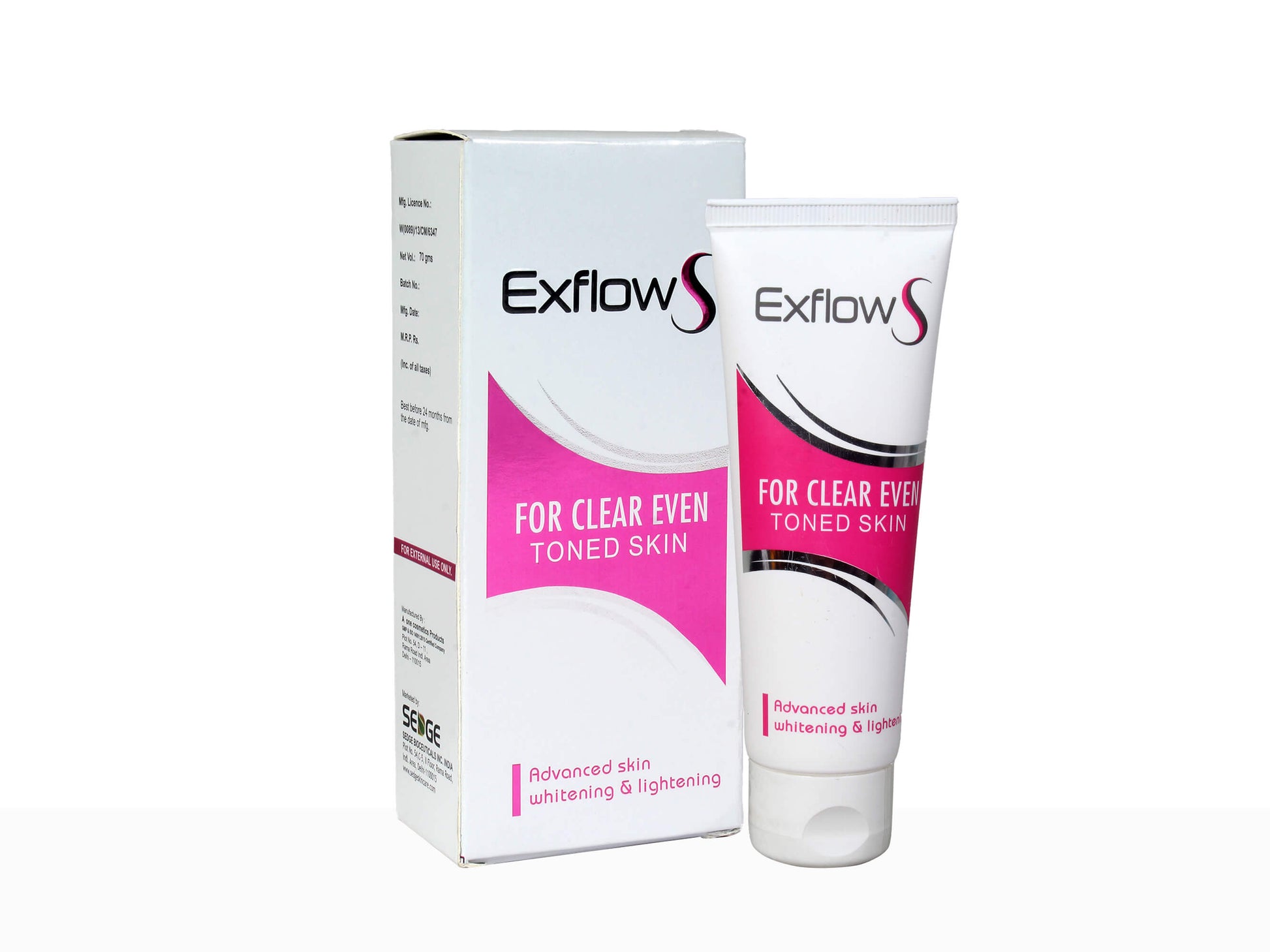 ExflowS skincare product packaging on a white background