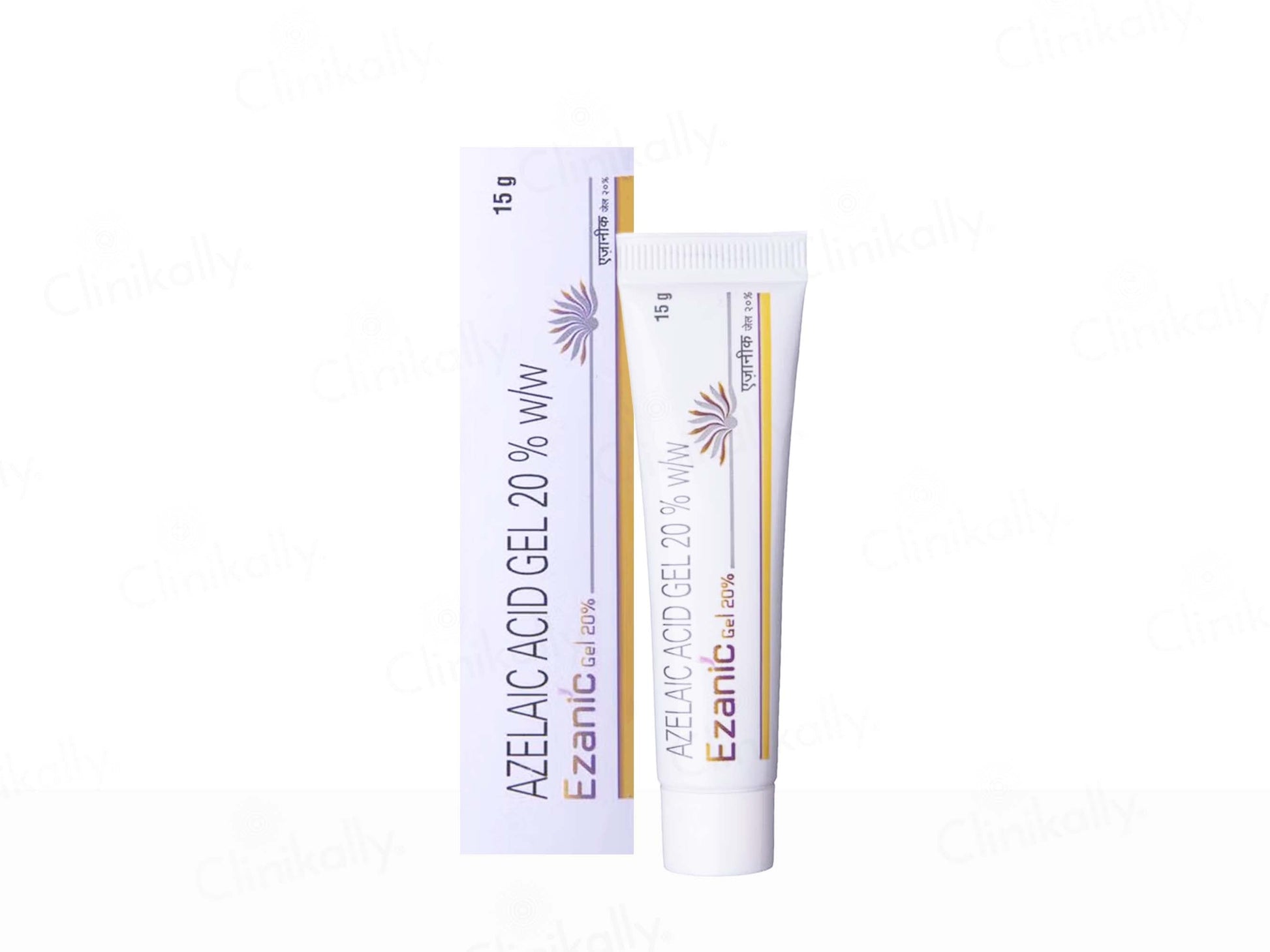 Ezamic azelaic acid gel packaging on a white background