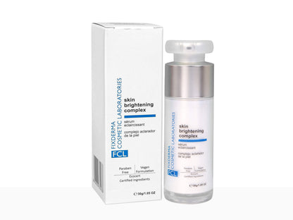 Exderma cosmetic skin brightening complex bottle and box on a white background