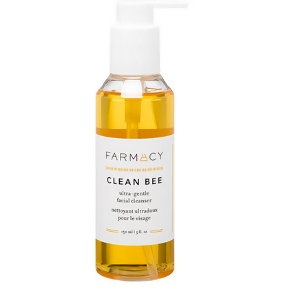 Farmacy Clean Bee facial cleanser bottle on a white background