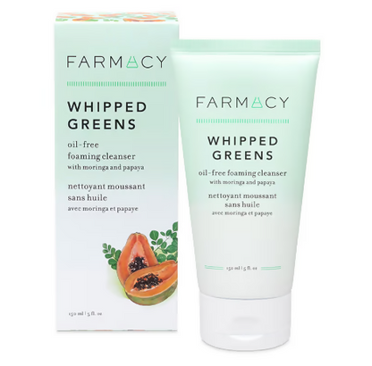 Farmacy Whipped Greens oil-free foaming cleanser packaging on a white background