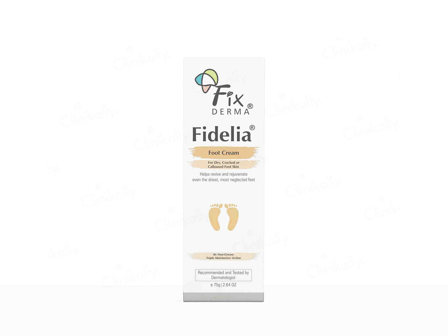Fidelia foot cream packaging on a white background