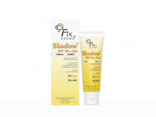 FX Derma Shadow SPF 30+ Gel packaging on a white background