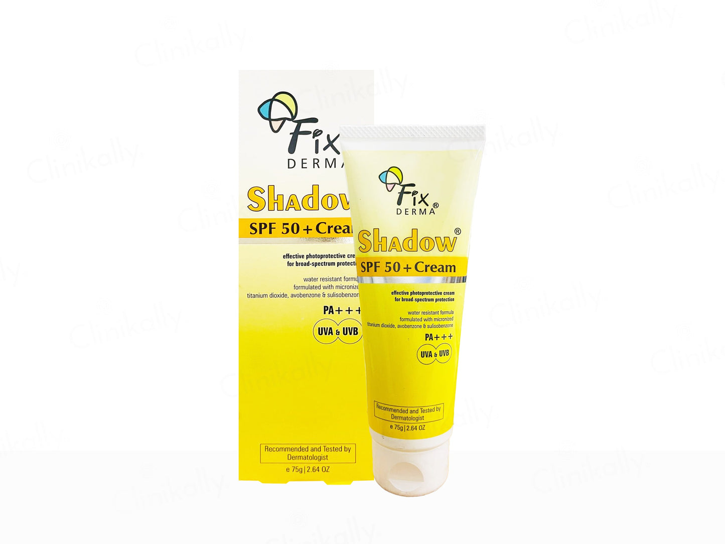Fix Derm Shadow SPF 50+ Cream packaging on a white background
