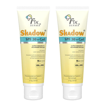 Fixderma Shadow Sunscreen SPF 50+ PA+++ Gel | Sunscreen SPF 50 for Oily, Acne Prone & Normal Skin | Broad Spectrum & UVA & UVB Protection | Lightweight | No White Cast | For Unisex - 75G