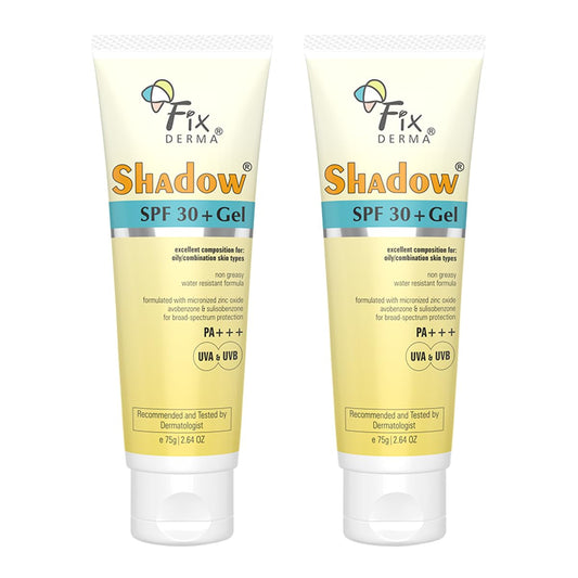 Fixderma Shadow Sunscreen SPF 50+ PA+++ Gel | Sunscreen SPF 50 for Oily, Acne Prone & Normal Skin | Broad Spectrum & UVA & UVB Protection | Lightweight | No White Cast | For Unisex - 75G
