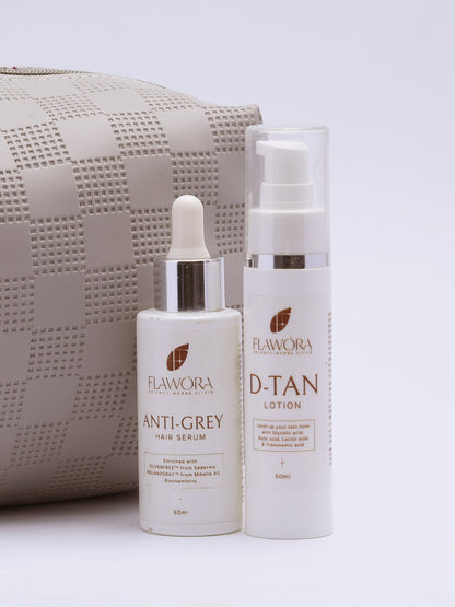 Two skincare products from Flavora on a light background
