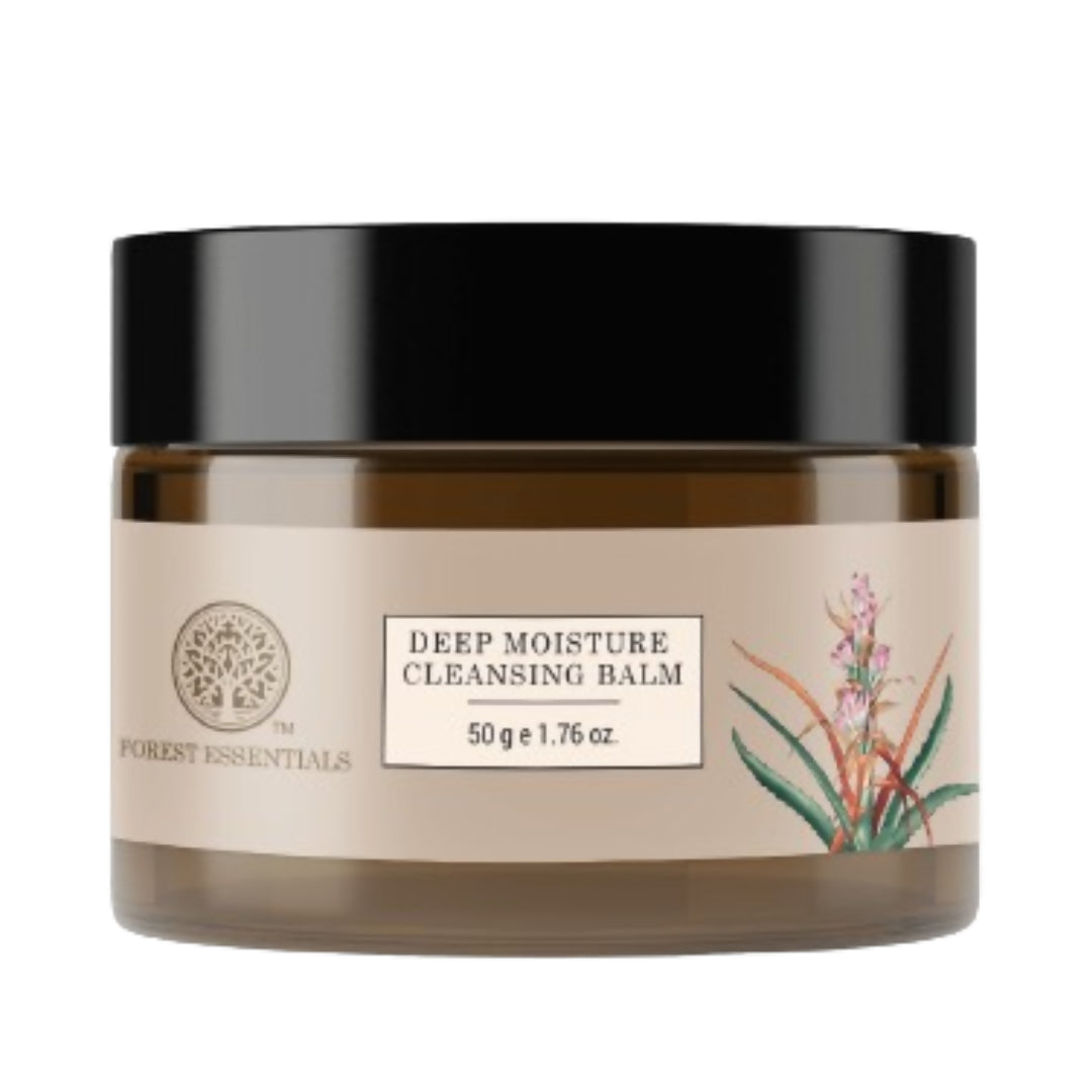 Jar of Deep Moisture Cleansing Balm with a black lid on a white background