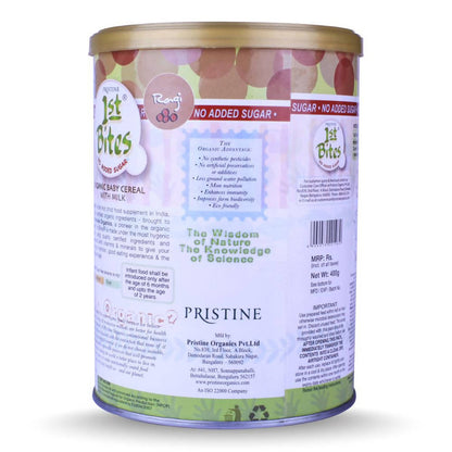 Pristine 1st Bites Organic Ragi Baby Cereal Stage-1 Tin