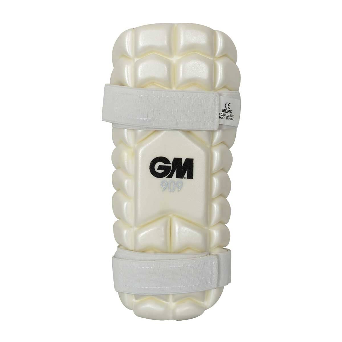 White cricket pad with GM logo on a white background