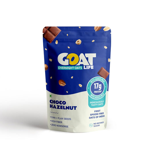 GOAT Life Choco Hazelnut Overnight Oats 60g - High Protein, Gluten-Free, Vegan