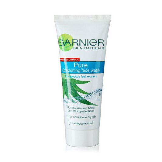 Garnier Skin Naturals Pure Exfoliating face wash tube on a white background