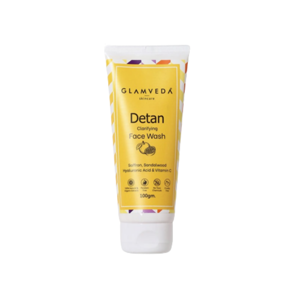 Glamveda Detan Clarifying Face Wash tube on a white background