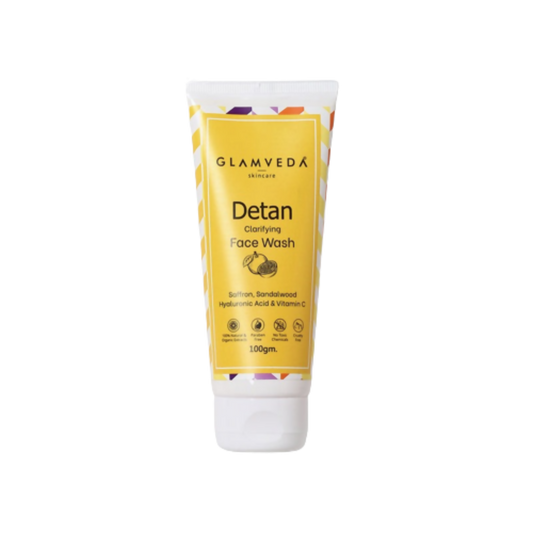Glamveda Detan Clarifying Face Wash tube on a white background