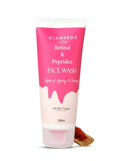 Glamveda Retinol & Peptides Face Wash tube on a white background