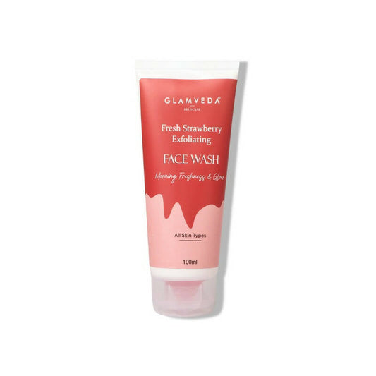 Glamveda Fresh Strawberry Exfoliating Face Wash tube on a white background