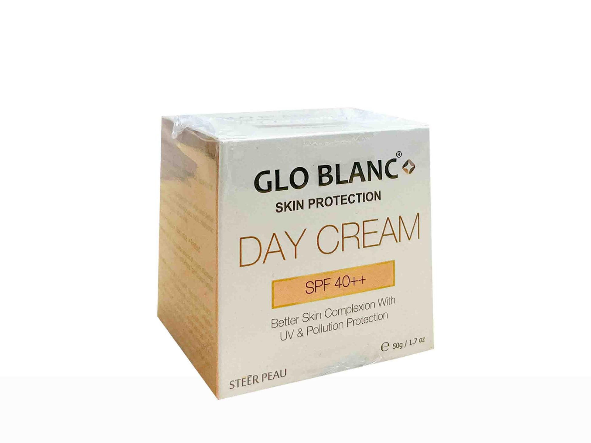 GLO BLANC Day Cream SPF 40+ packaging on a white background