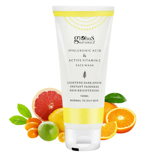 Globus Naturals face wash tube with fruits on a white background