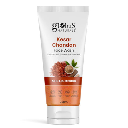 Globus Naturals Kesar Chandan Face Wash tube on a white background