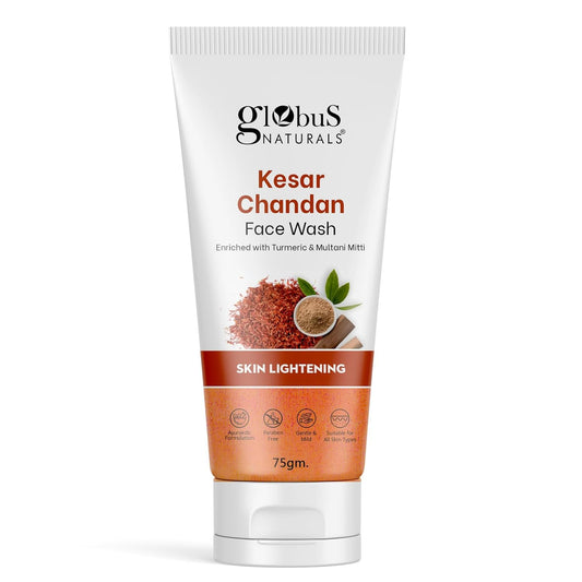 Globus Naturals Kesar Chandan Face Wash tube on a white background