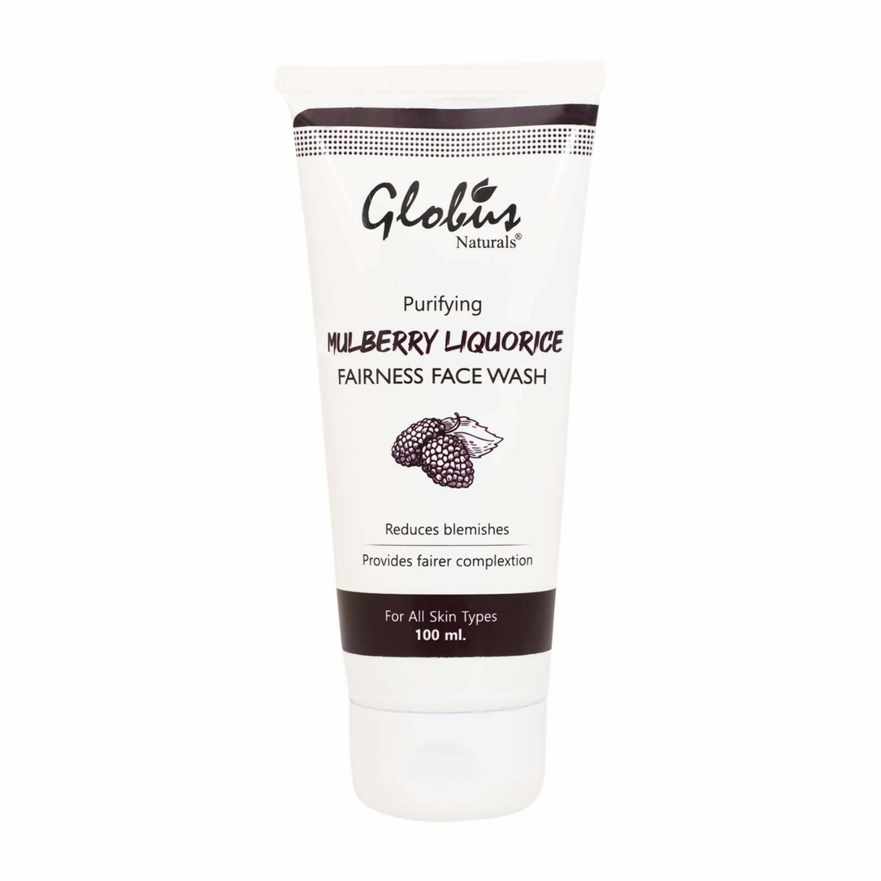 Globus Naturals Mulberry Liquorice Fairness Face Wash tube on a white background