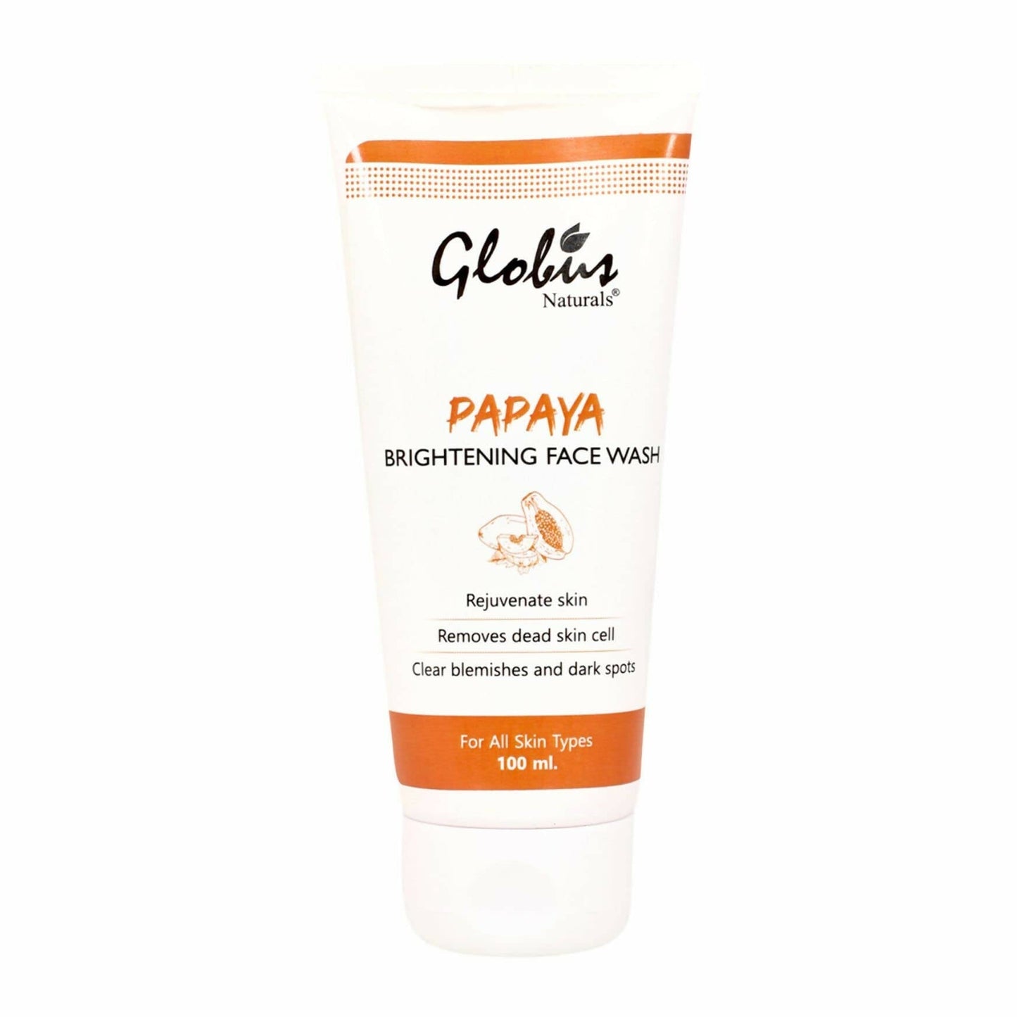 Globus Naturals Papaya Brightening Face Wash container on a white background