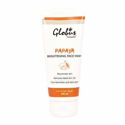 Globus Naturals Papaya Brightening Face Wash container on a white background