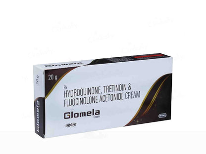 Glomela cream packaging box on a white background