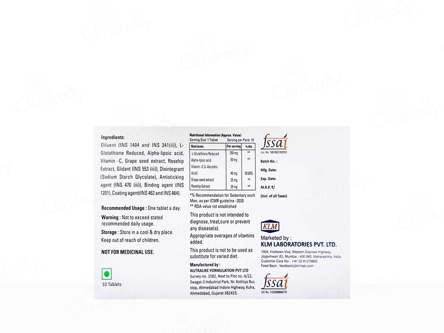 Glutaderm Tablet