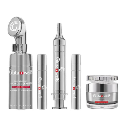 Collection of Gluta Weiss skincare products on a white background