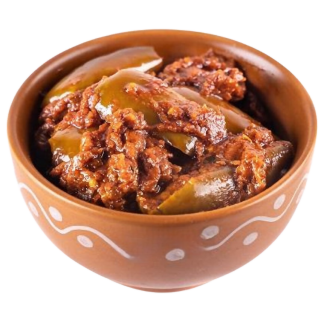 Ceramic bowl with a traditional dish on a white background