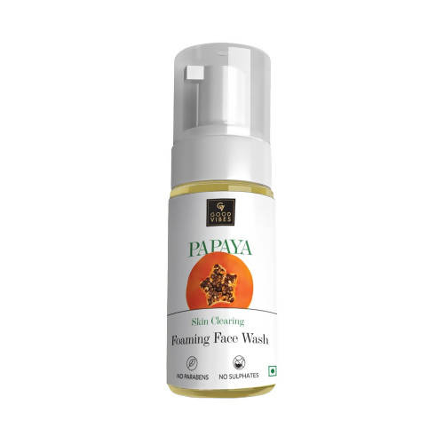 Papaya skin clearing foaming face wash bottle on a white background
