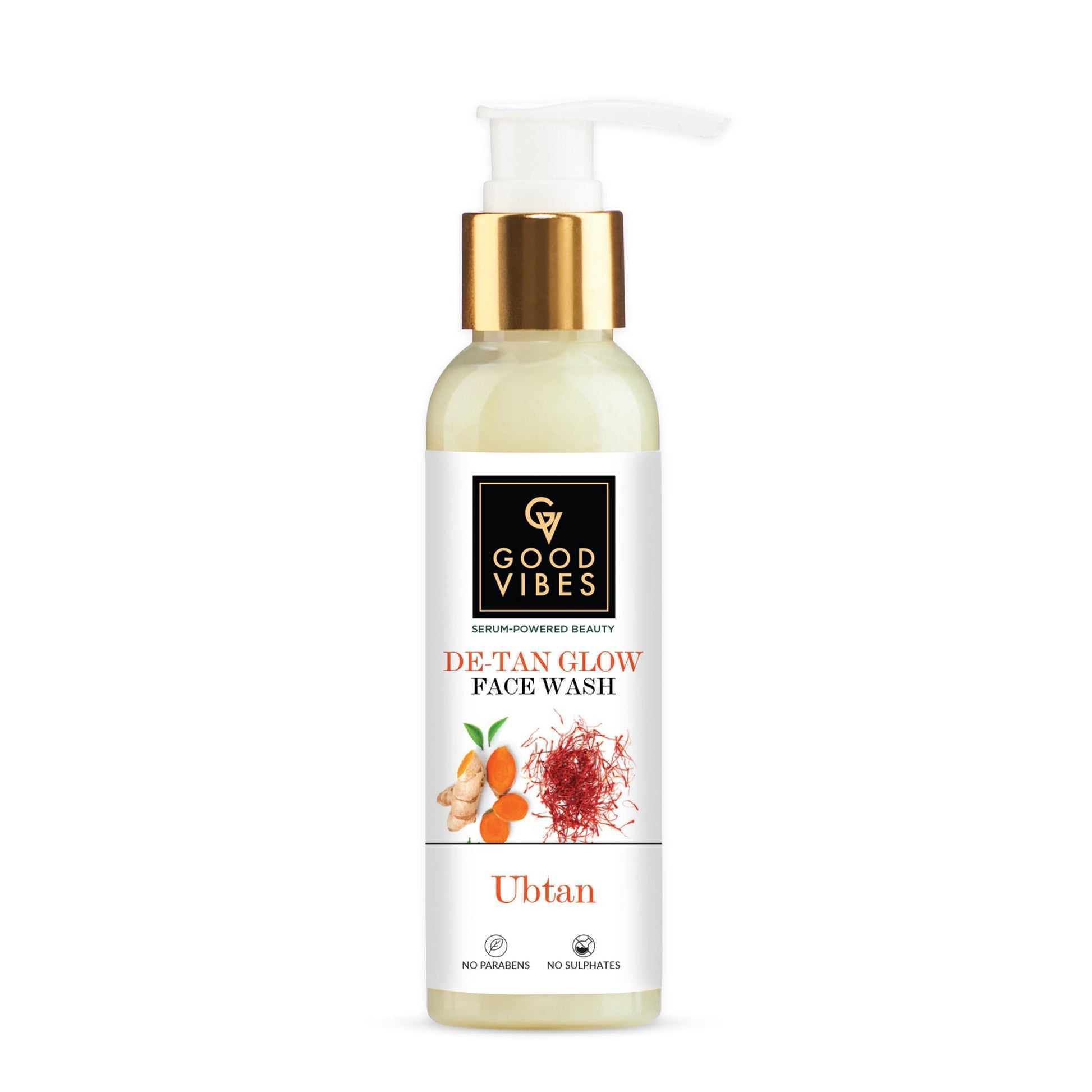 Bottle of Good Vibes Detan Glow Face Wash on a white background